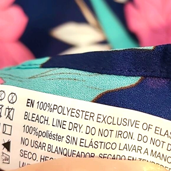 Forever 21 Off-Shoulder Blouse, Navy with Pink & Teal Flowers Size 2X, NWT - Picture 9 of 10